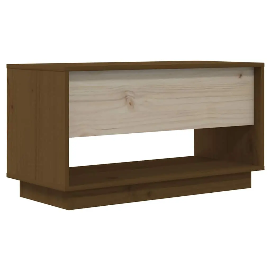 Solid Wood Pine TV Cabinet Honey Brown with Drawers Storage Unit Furniture