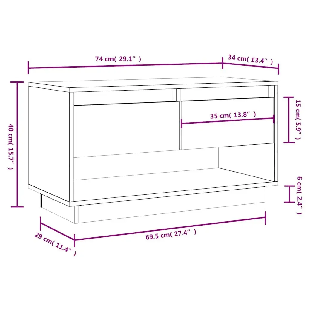 Solid Wood Pine TV Cabinet Honey Brown with Drawers Storage Unit Furniture