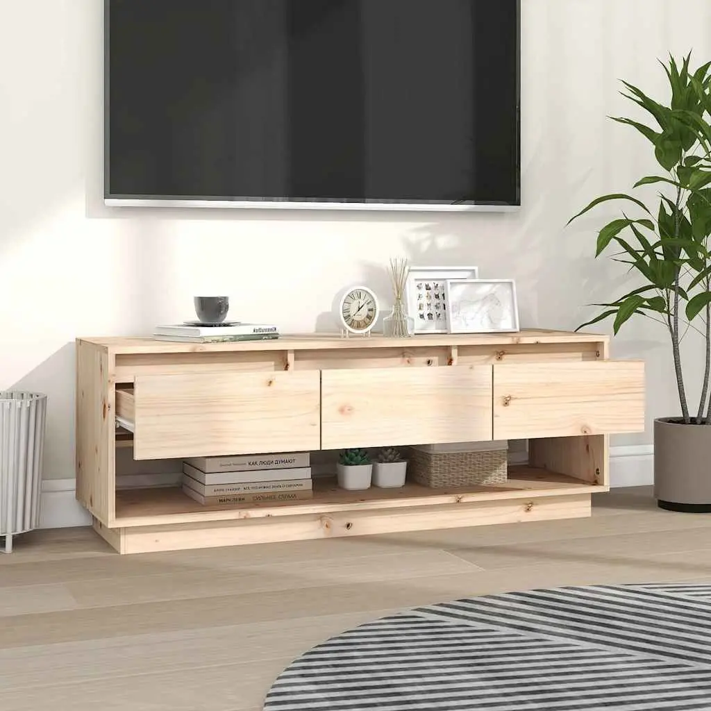 TV Cabinet Storage Unit 110.5x34x40 cm Solid Pine Wood with Drawers Brown