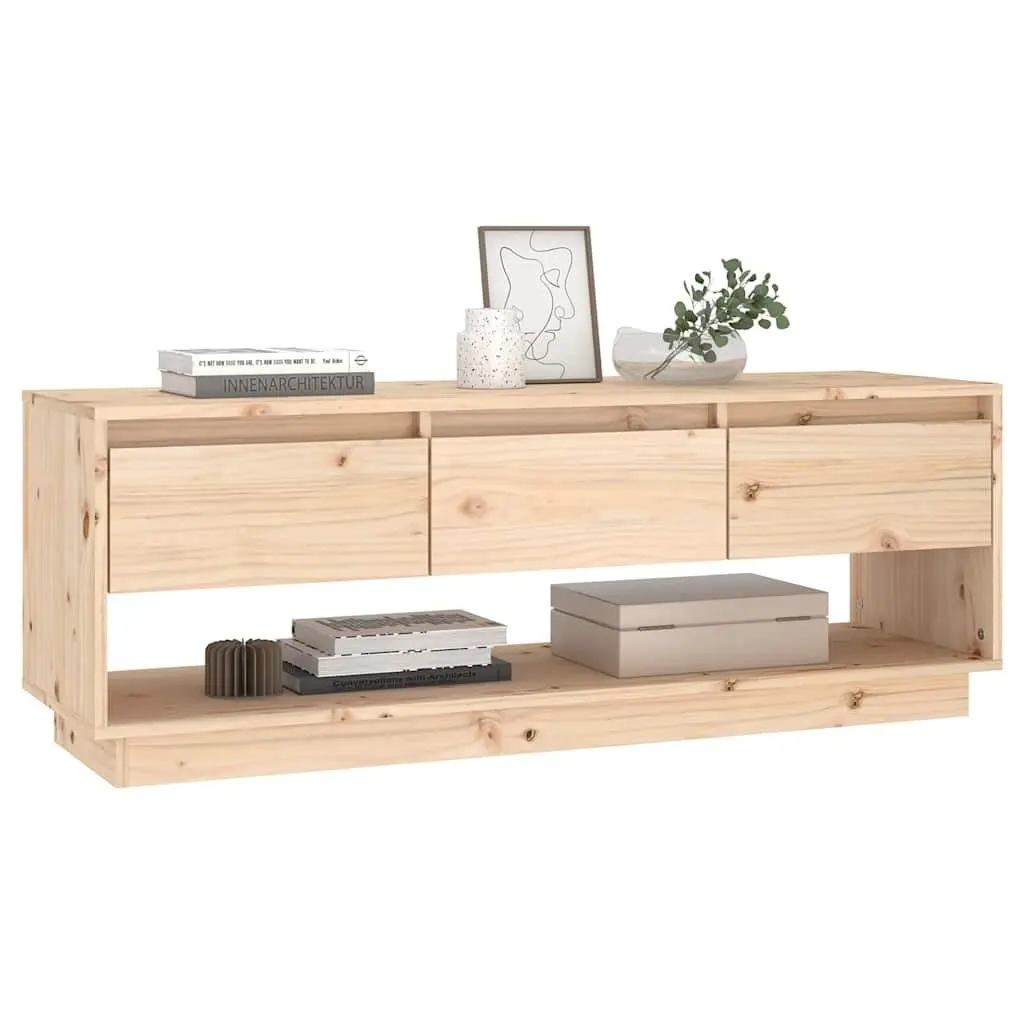 TV Cabinet Storage Unit 110.5x34x40 cm Solid Pine Wood with Drawers Brown