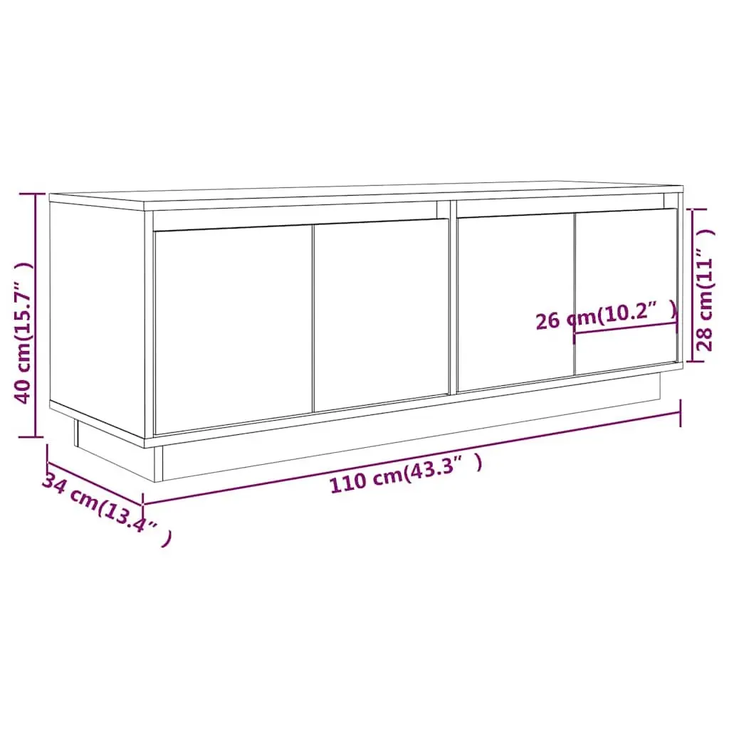 Solid Wood TV Cabinet with Ample Storage 110x34x40 cm