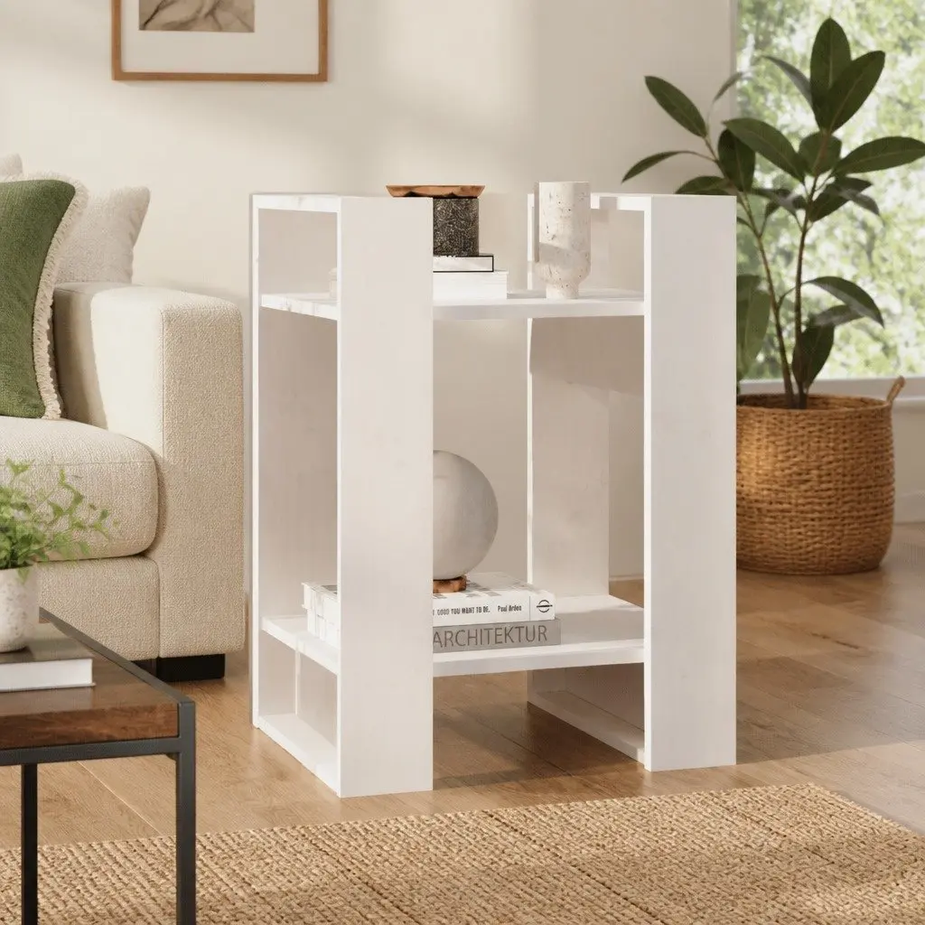Book Cabinet Room Divider White Solid Pine Wood Shelving Storage Organiser