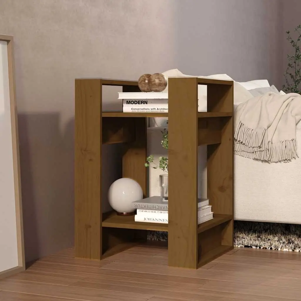 Solid Wood Pine Book Cabinet Room Divider Honey Brown 41x35x57cm Storage Shelf