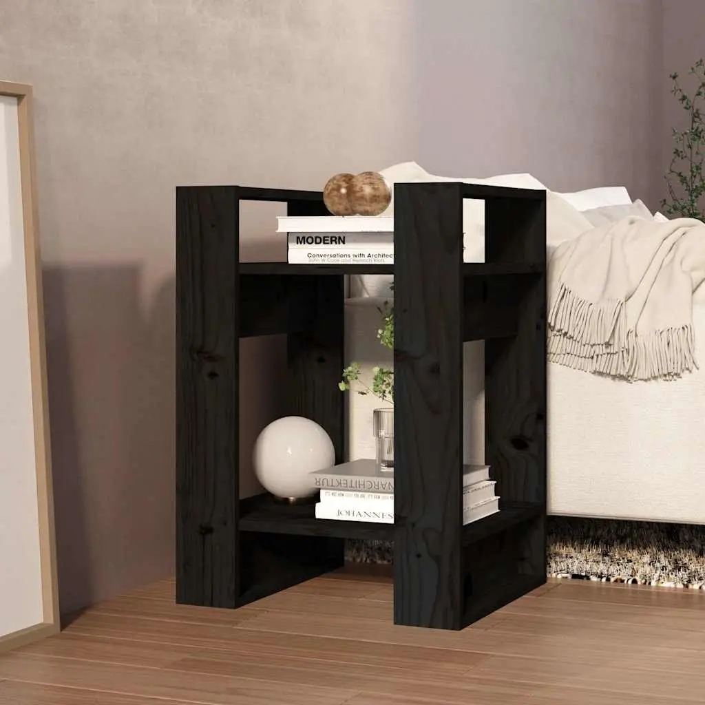 Black Solid Wood Book Cabinet Room Divider Shelving Unit Storage 41x35x57cm