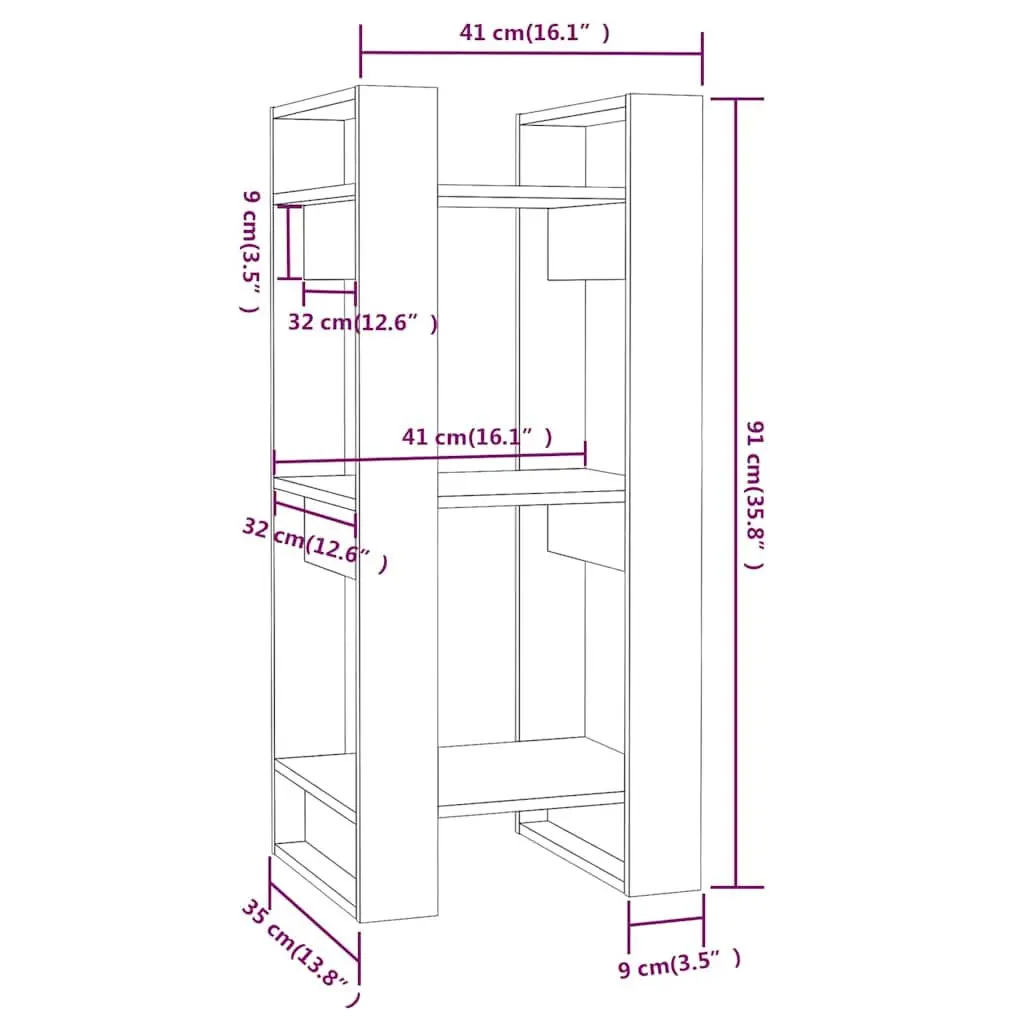 Solid Wood Pine Book Cabinet Room Divider 41x35x91cm Brown Bookshelf Storage