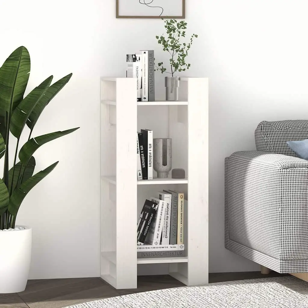 Book Cabinet Room Divider Storage Shelving Solid Pine Wood White 41x35x91 cm
