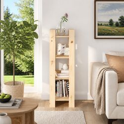 Wooden Book Cabinet Room Divider 41x35x125cm Solid Pine Bookshelf Storage