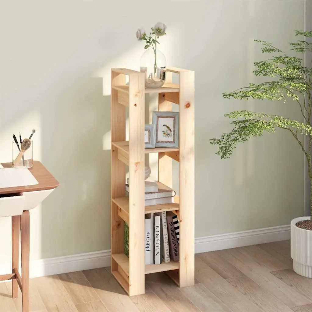 Wooden Book Cabinet Room Divider Storage 41x35x125cm Brown Solid Pine Bookshelf
