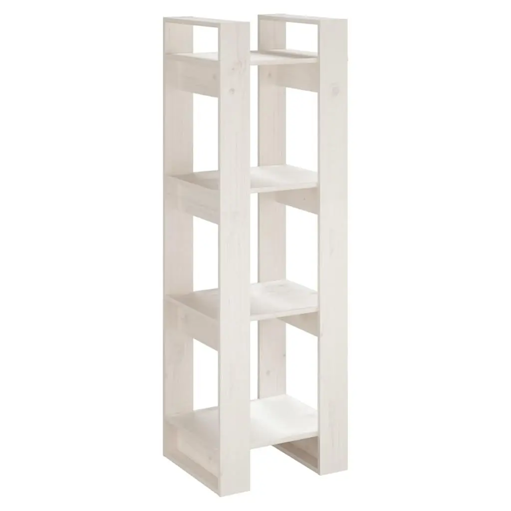 Wooden Book Cabinet Room Divider Storage Unit 41 x 35 x 125 cm White Solid Pine Wood
