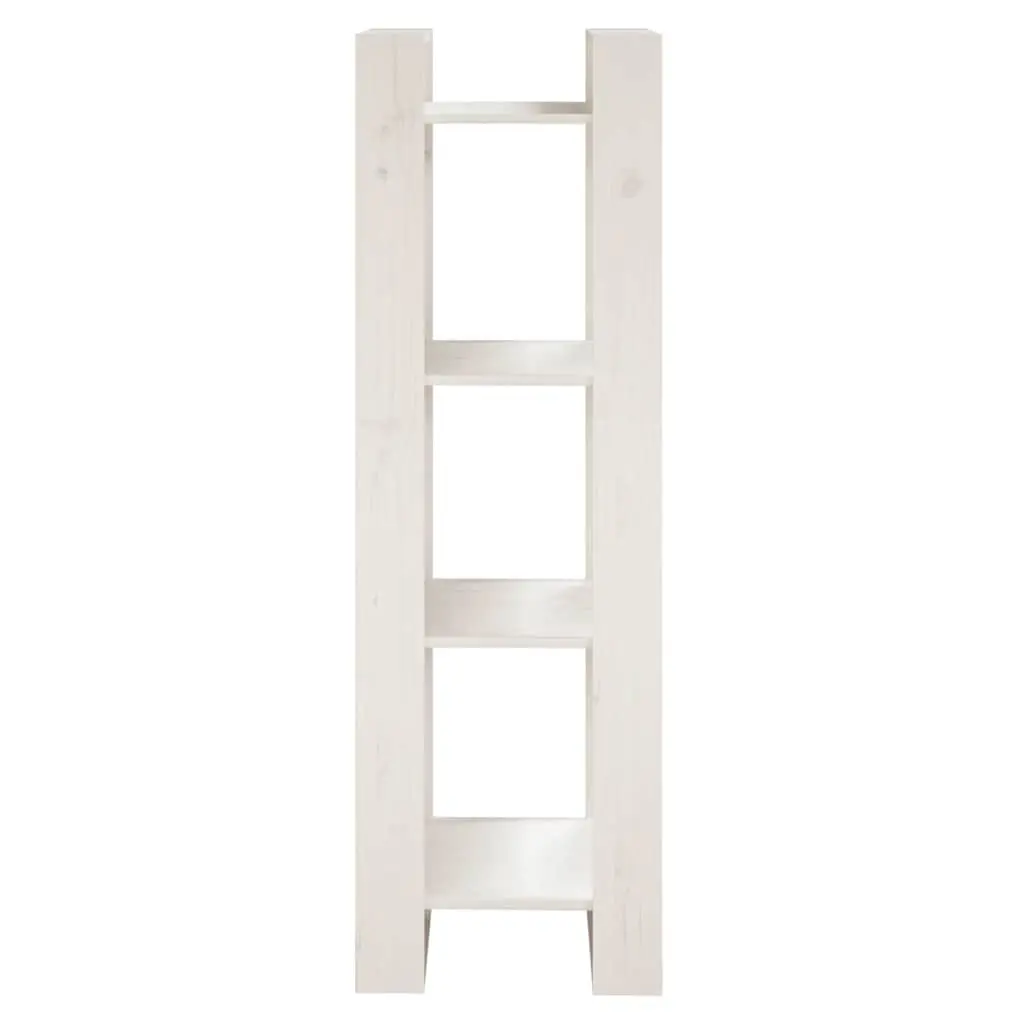 Wooden Book Cabinet Room Divider Storage Unit 41 x 35 x 125 cm White Solid Pine Wood