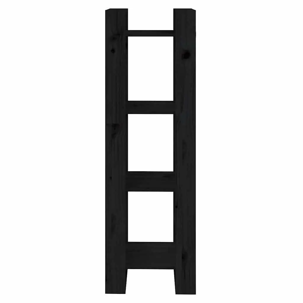Book Cabinet Room Divider Black Solid Pine Wood Bookshelf Storage Shelving Unit