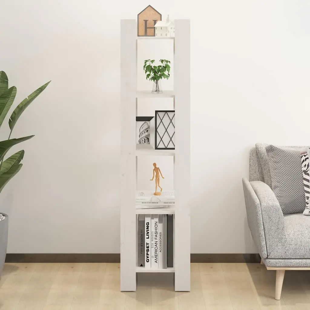 Book Cabinet Room Divider Open Shelving Unit 41x35x160 cm White Solid Pinewood