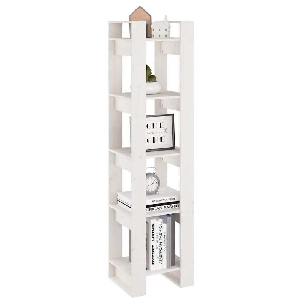 Book Cabinet Room Divider Open Shelving Unit 41x35x160 cm White Solid Pinewood