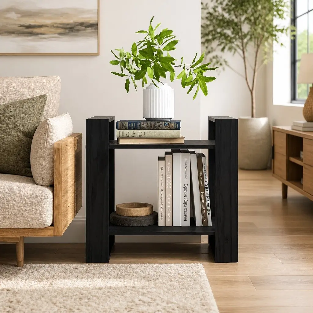 Solid Pine Wood Book Cabinet Room Divider Black 60x35x57 cm Shelving Storage