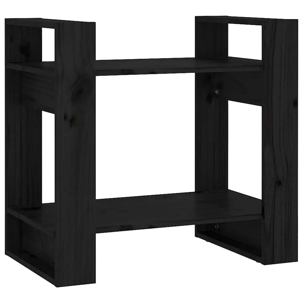 Solid Pine Wood Book Cabinet Room Divider Black 60x35x57 cm Shelving Storage