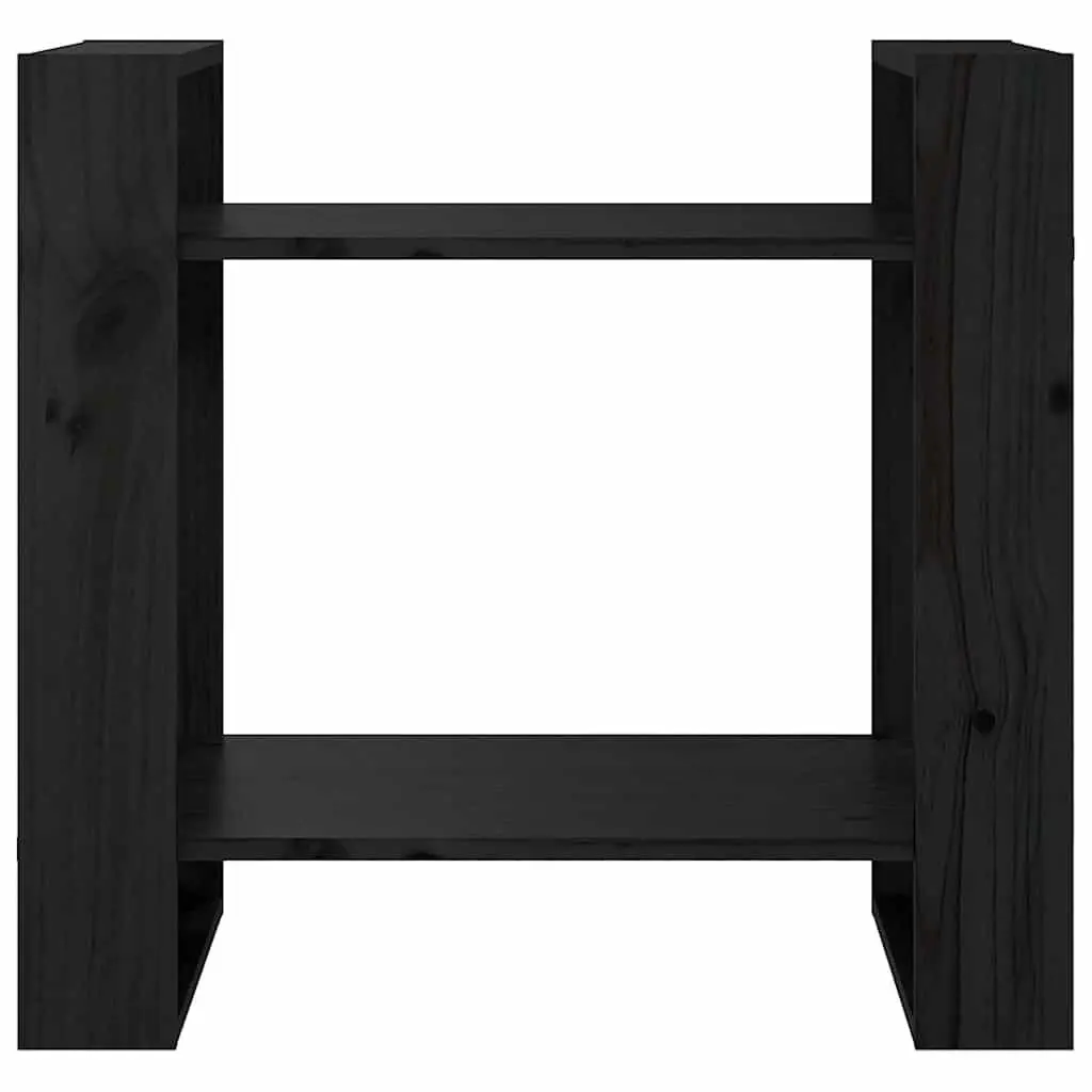 Solid Pine Wood Book Cabinet Room Divider Black 60x35x57 cm Shelving Storage