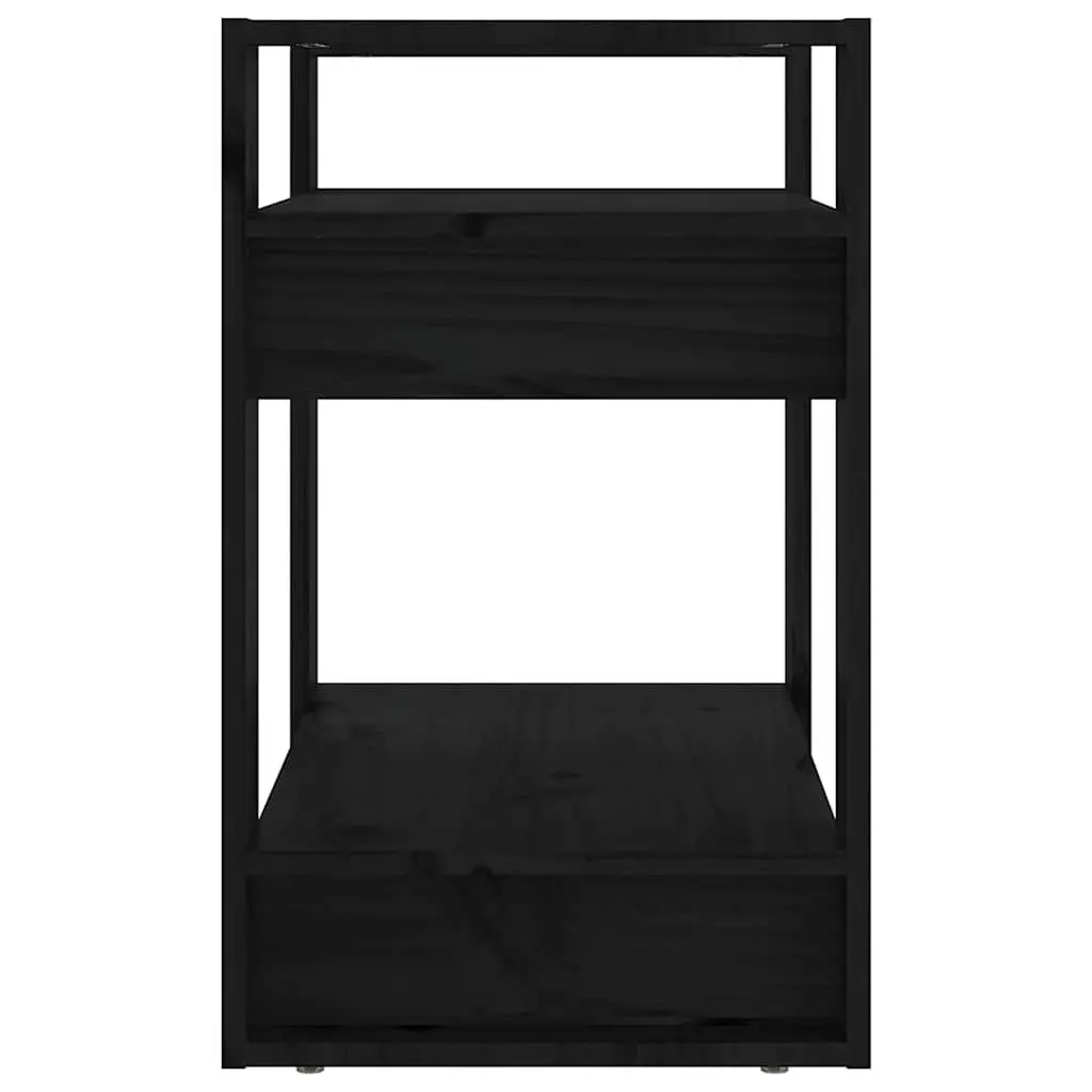 Solid Pine Wood Book Cabinet Room Divider Black 60x35x57 cm Shelving Storage