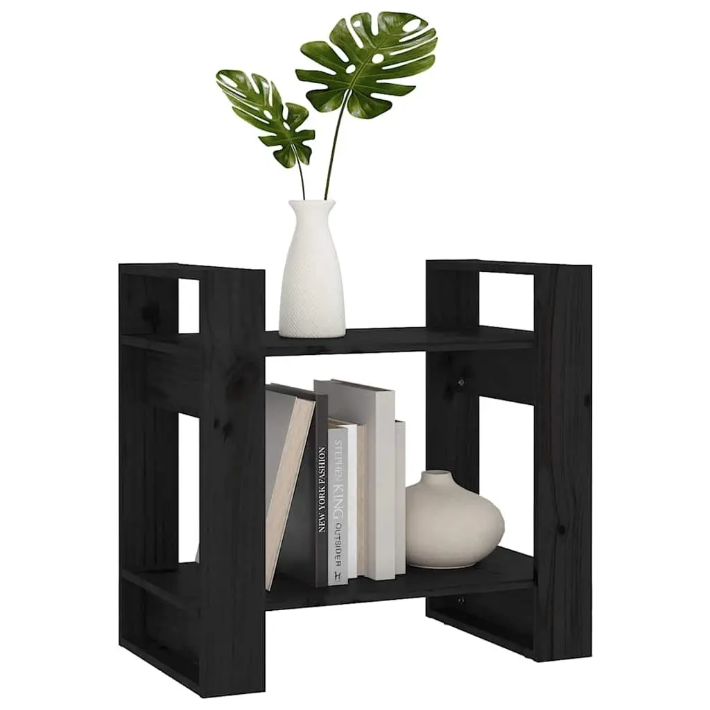 Solid Pine Wood Book Cabinet Room Divider Black 60x35x57 cm Shelving Storage