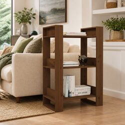 Solid Wood Book Cabinet Room Divider Open Shelving Storage Brown 60x35x91 cm