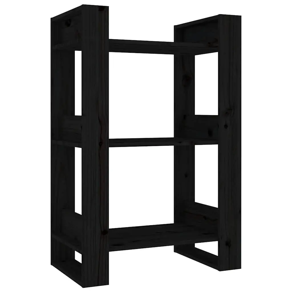 Solid Wood Book Cabinet Room Divider Storage Bookshelf 60x35x91 cm Black
