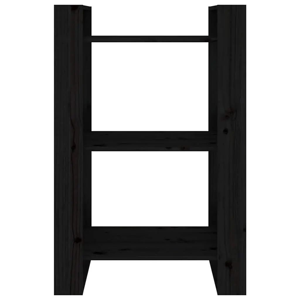 Solid Wood Book Cabinet Room Divider Storage Bookshelf 60x35x91 cm Black