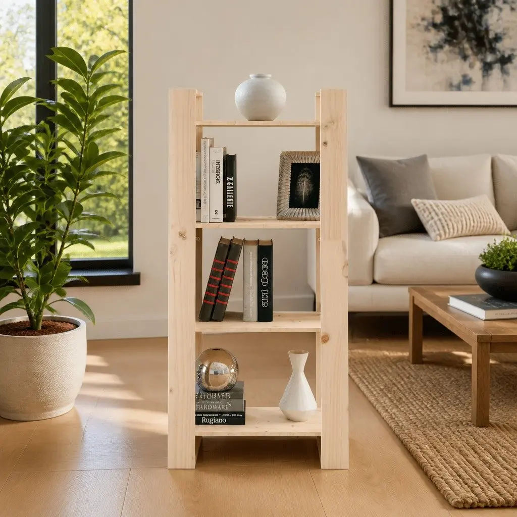Solid Wood Book Cabinet 60x35x125cm, Brown