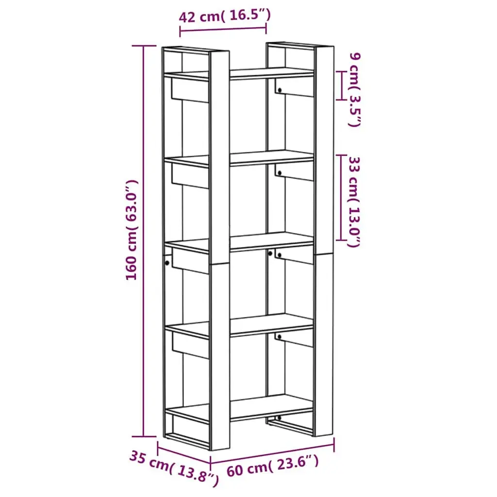Solid Wood Book Cabinet Room Divider 60x35x160cm Brown