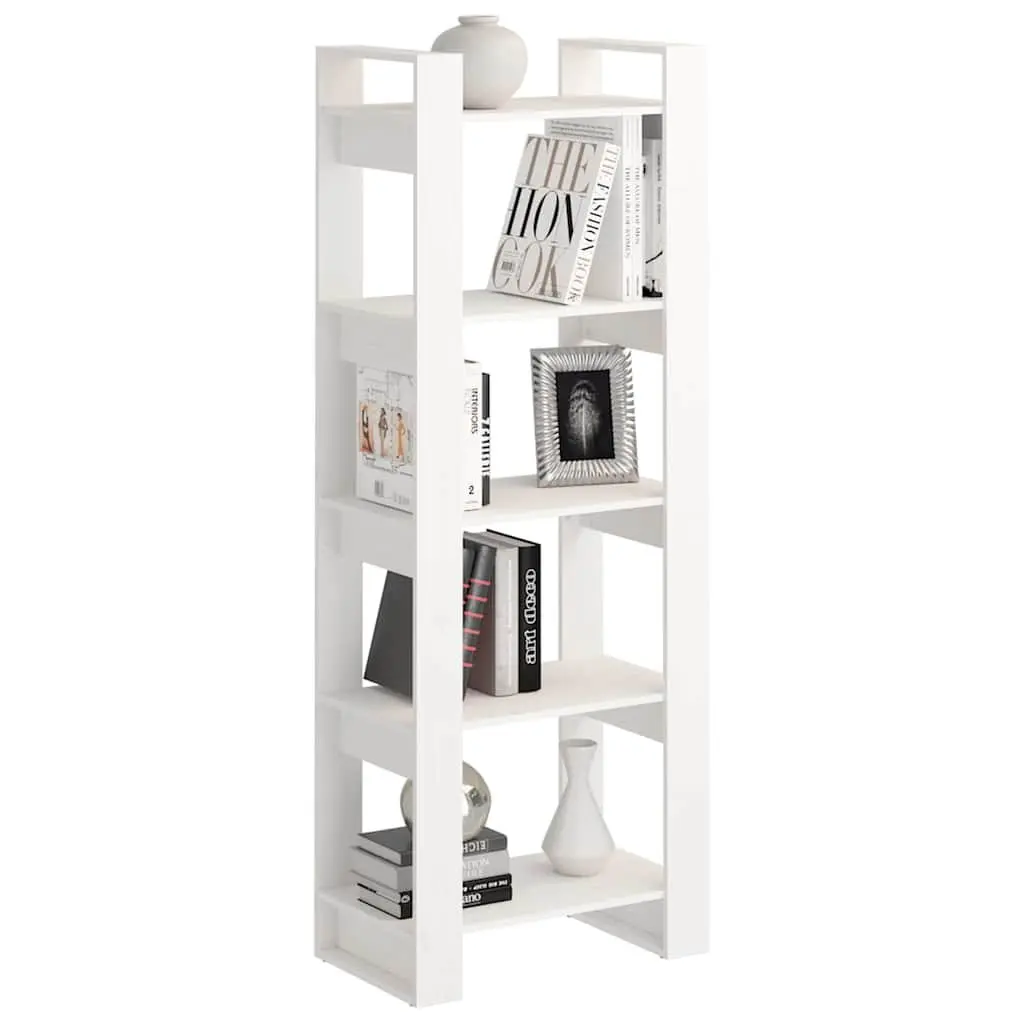 Book Cabinet Room Divider 60x35x160 cm White Solid Pine Wood Storage Shelf