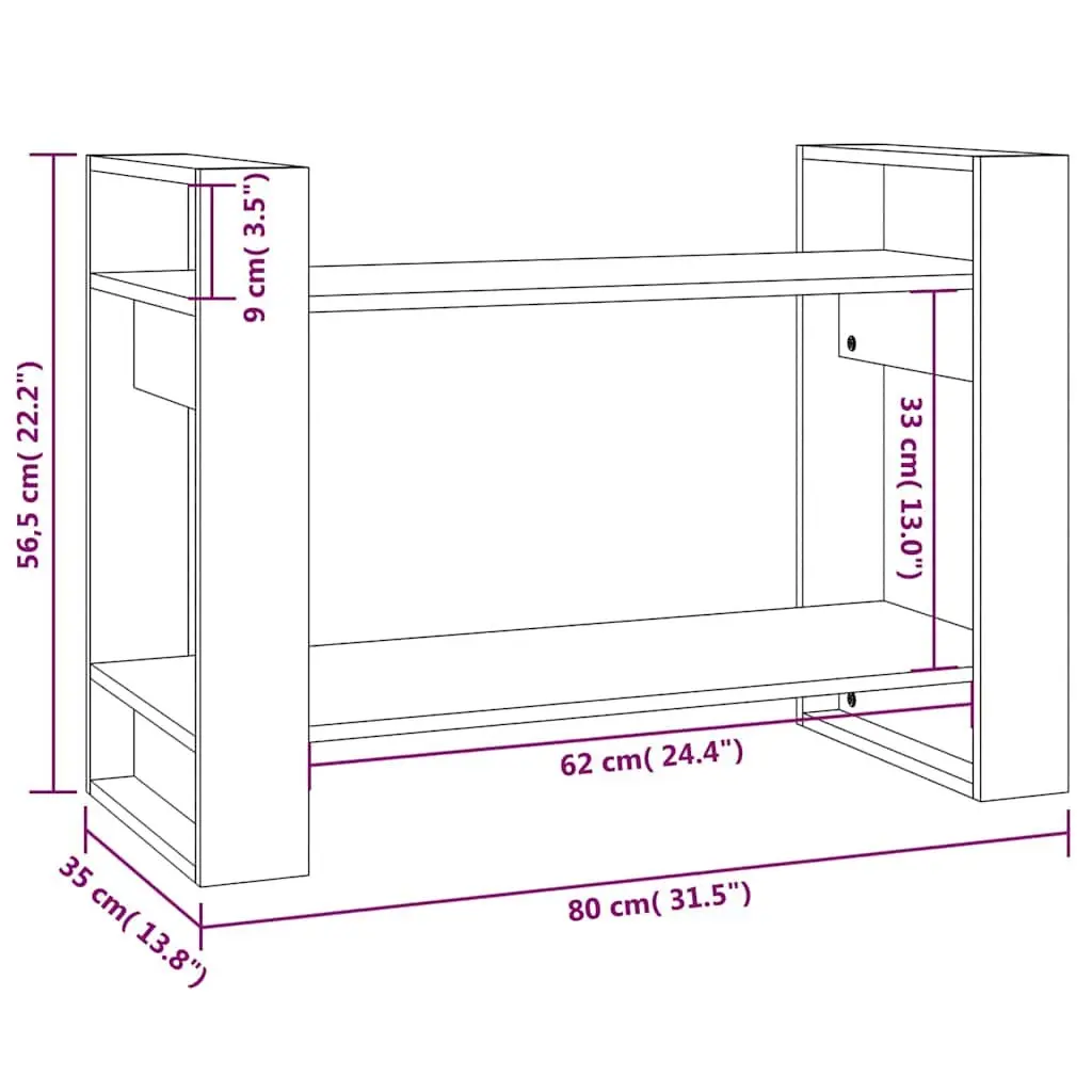 Book Cabinet Room Divider, 80x35x56.5cm Solid Pine