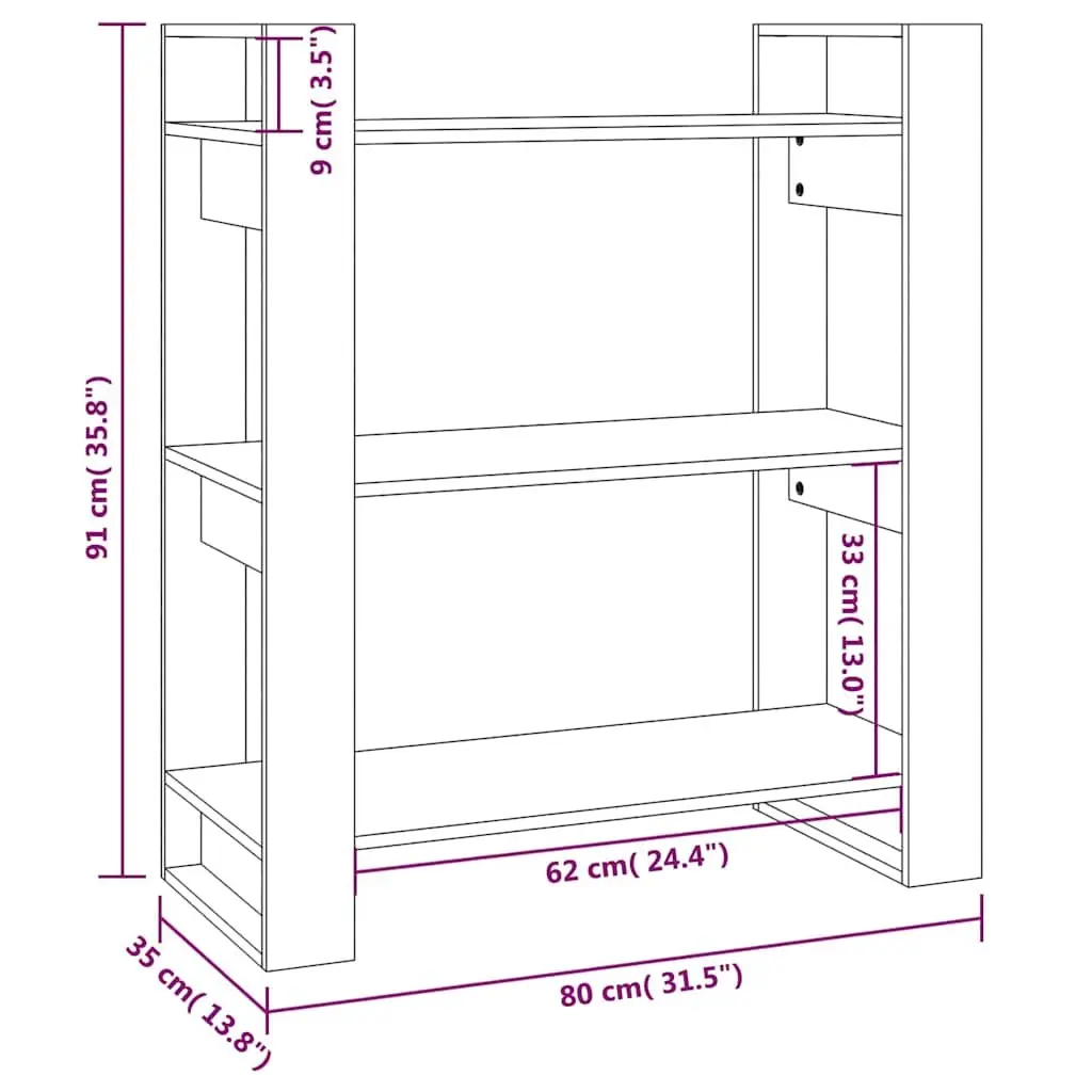 Solid Wood Book Cabinet Room Divider 80x35x91cm Brown