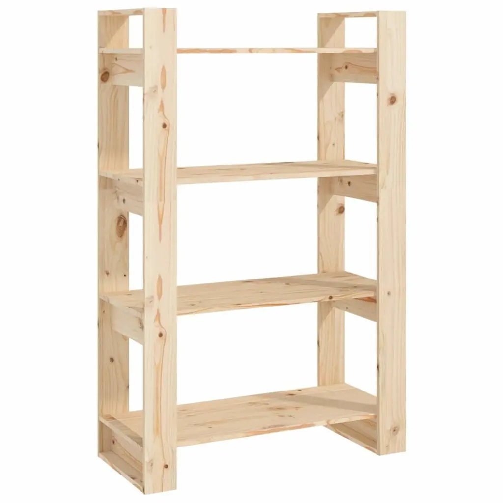 Pine Wood Book Storage Cabinet Room Divider 80x35x125cm Brown Shelving Unit