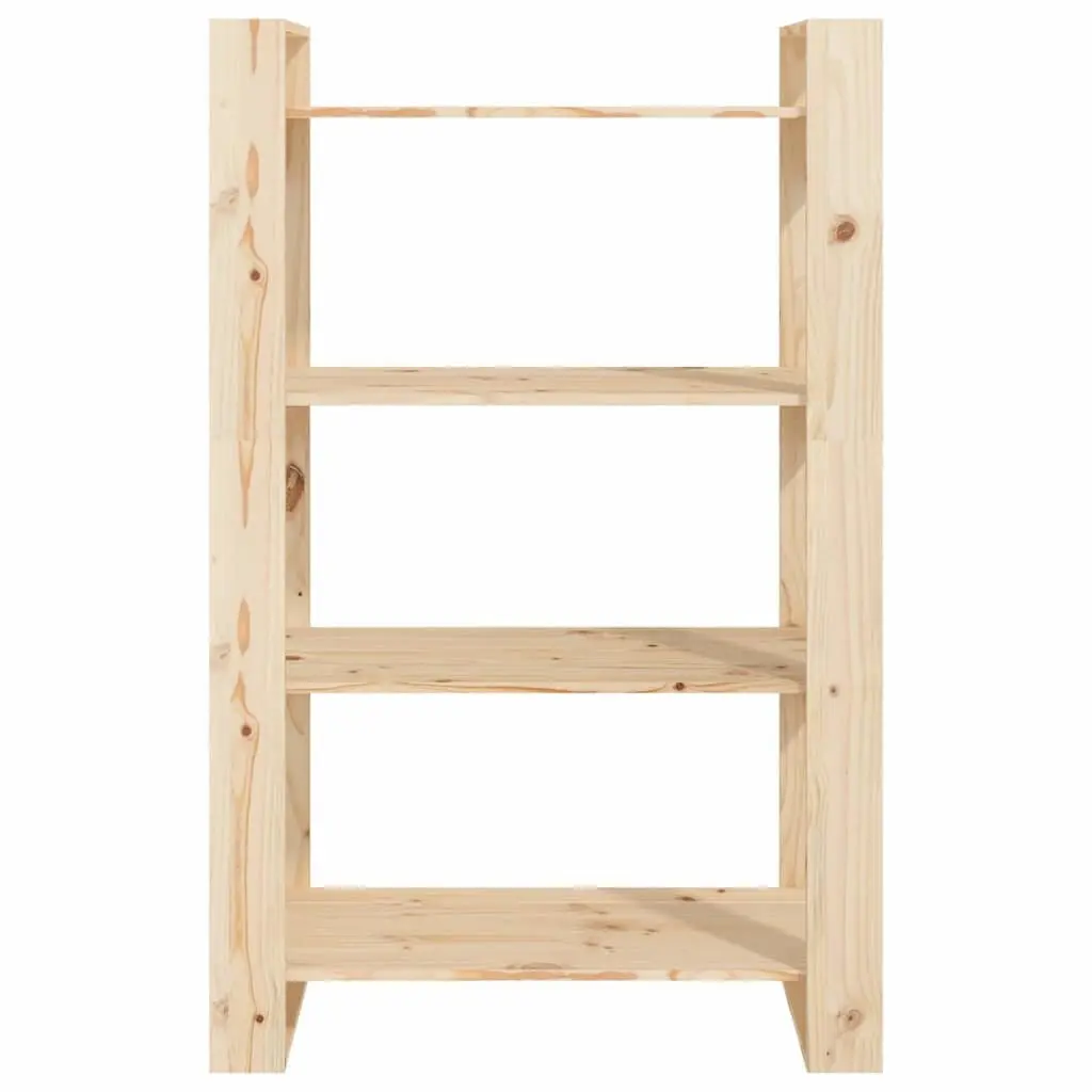 Pine Wood Book Storage Cabinet Room Divider 80x35x125cm Brown Shelving Unit