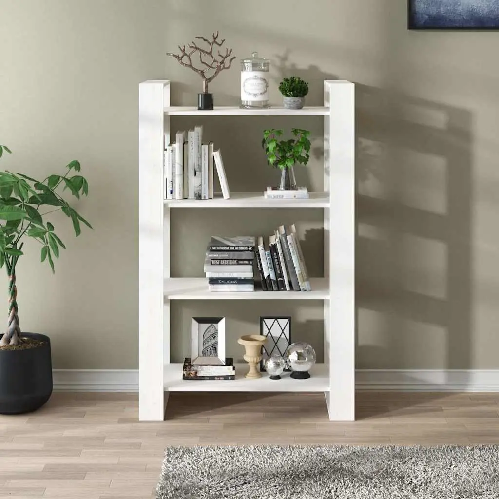 Solid Pine Wood Book Cabinet Room Divider White 80x35x125cm Bookshelf Storage