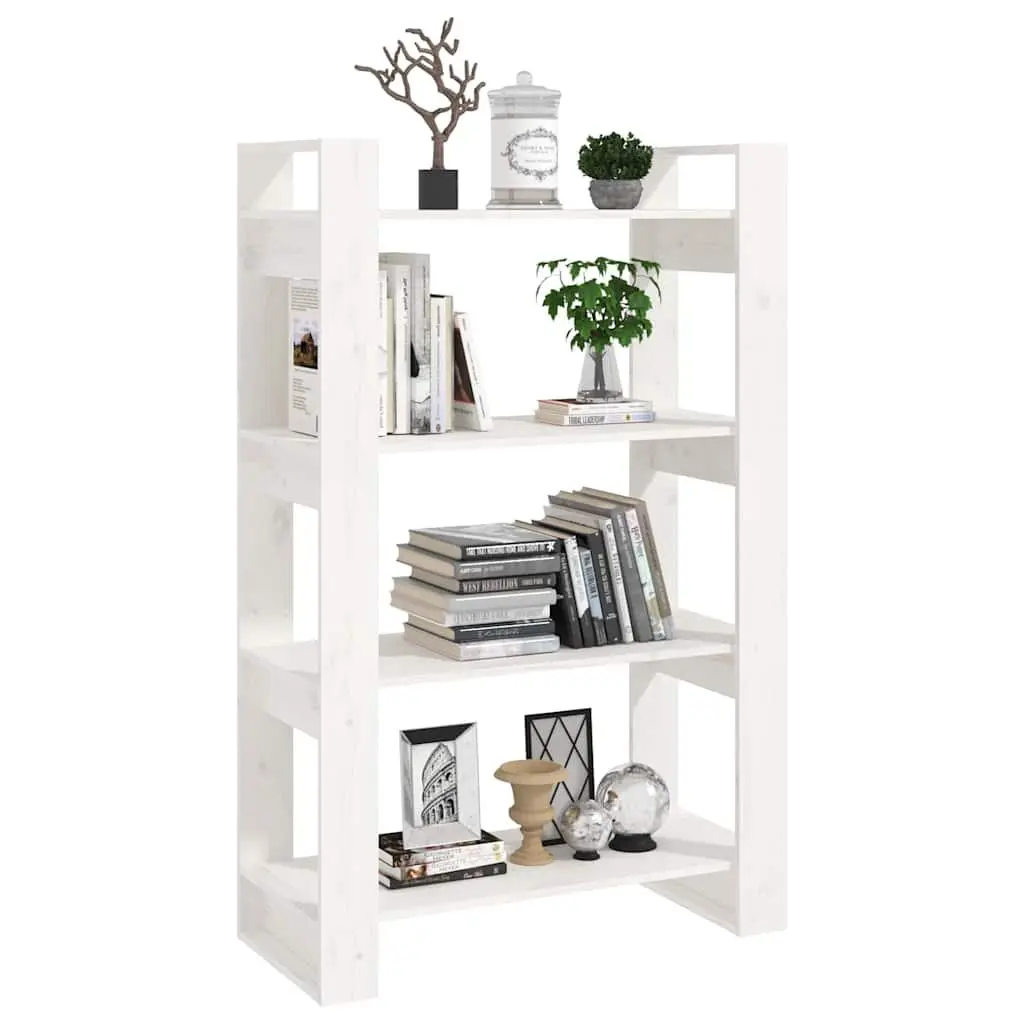 Solid Pine Wood Book Cabinet Room Divider White 80x35x125cm Bookshelf Storage