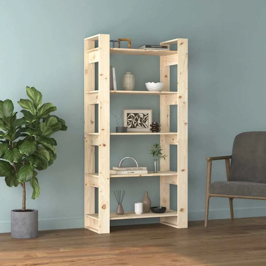 Solid Wood Book Cabinet Room Divider Bookshelf Storage Organizer 80cm Brown