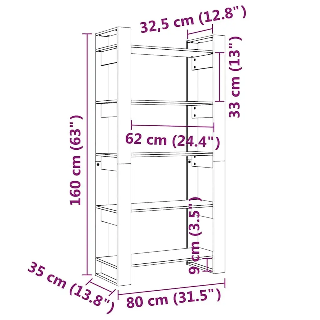 Solid Wood Book Cabinet Room Divider Bookshelf Storage Organizer 80cm Brown