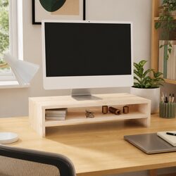 Sturdy Brown Monitor Stand with Shelf, 50x24x13cm
