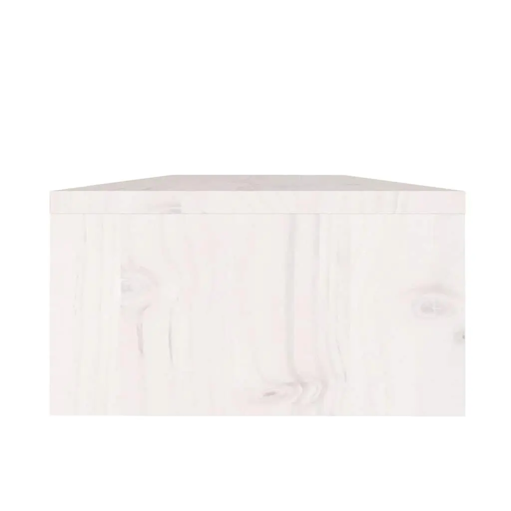 Monitor Stand White Solid Wood Pine Riser Desk Storage Shelf Keyboard Cabinet