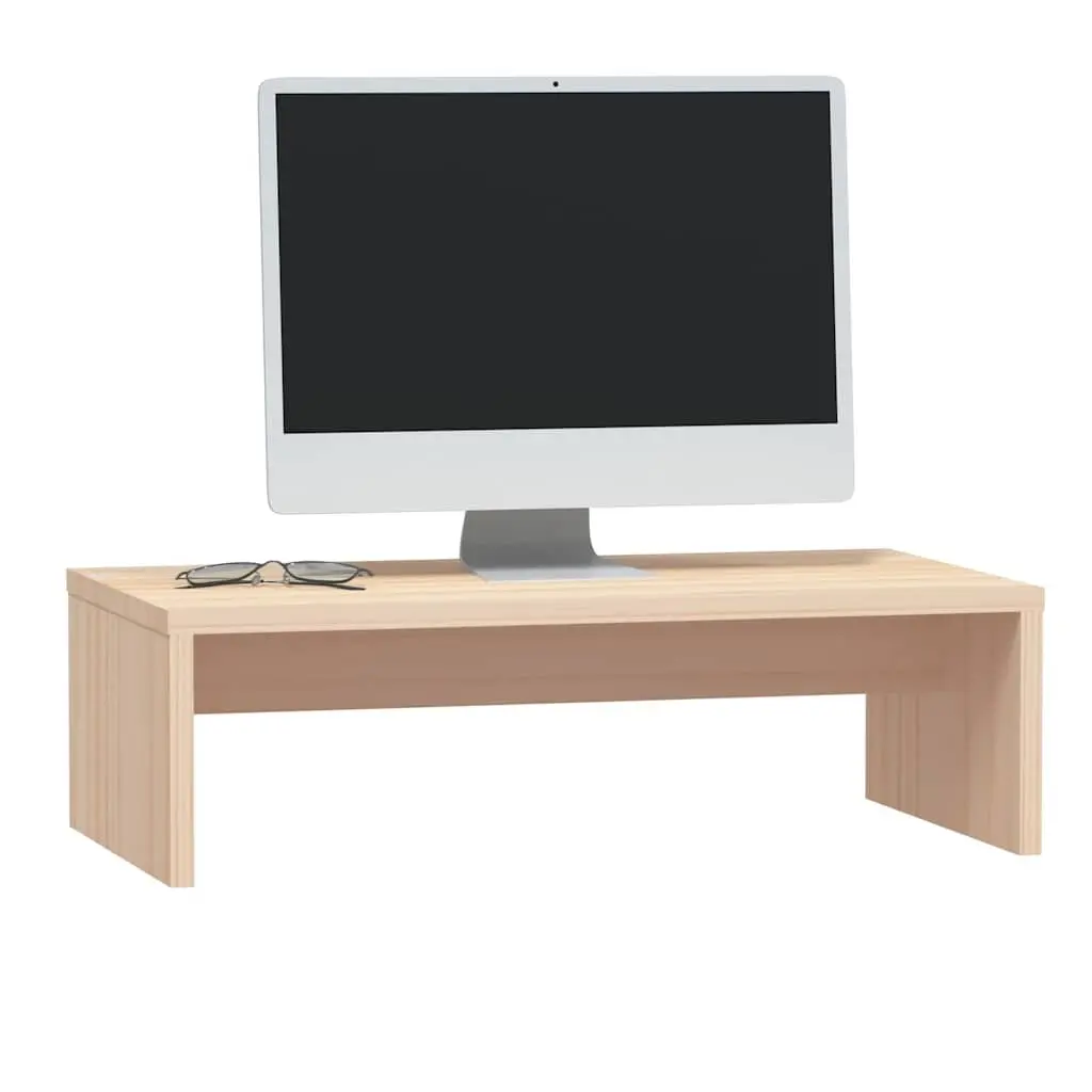 Monitor Stand Solid Pine Wood Riser Desk Organiser 50x27x15cm Brown