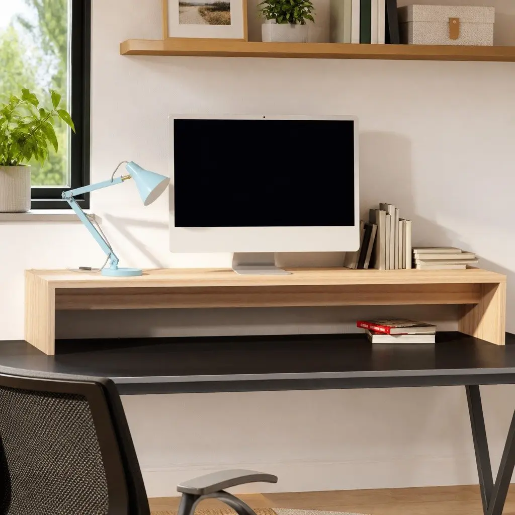 Solid Wood Monitor Stand Desktop Riser 100x27x15cm Brown