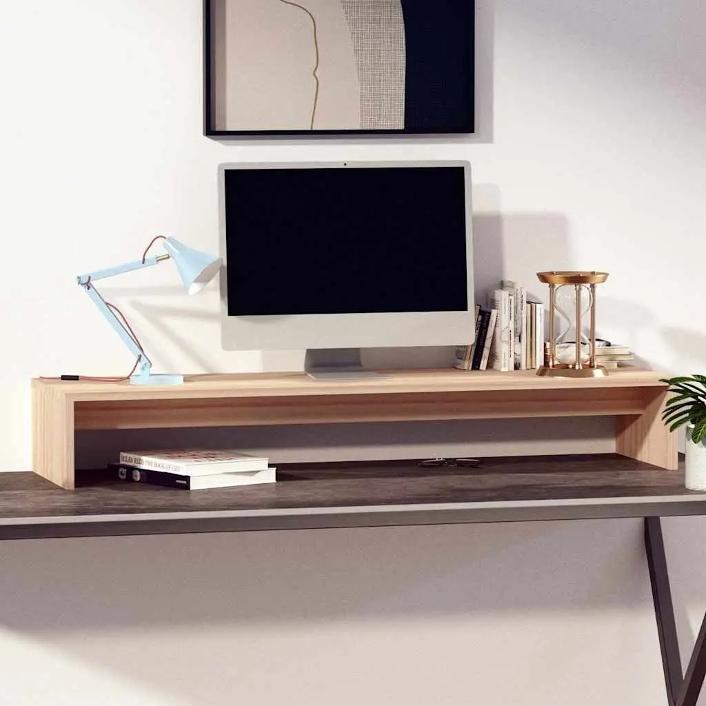 Solid Wood Monitor Stand Desktop Riser 100x27x15cm Brown