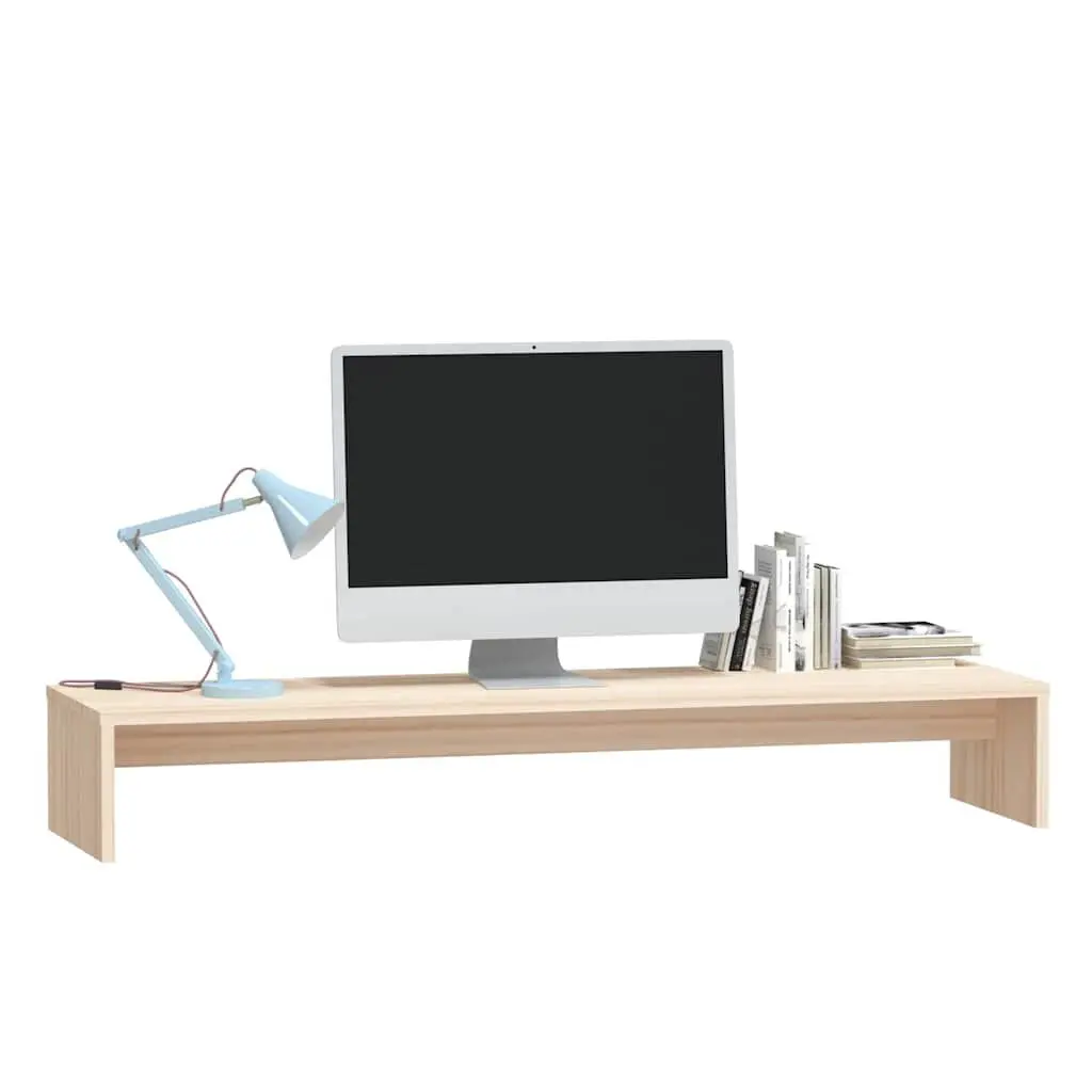 Solid Wood Monitor Stand Desktop Riser 100x27x15cm Brown