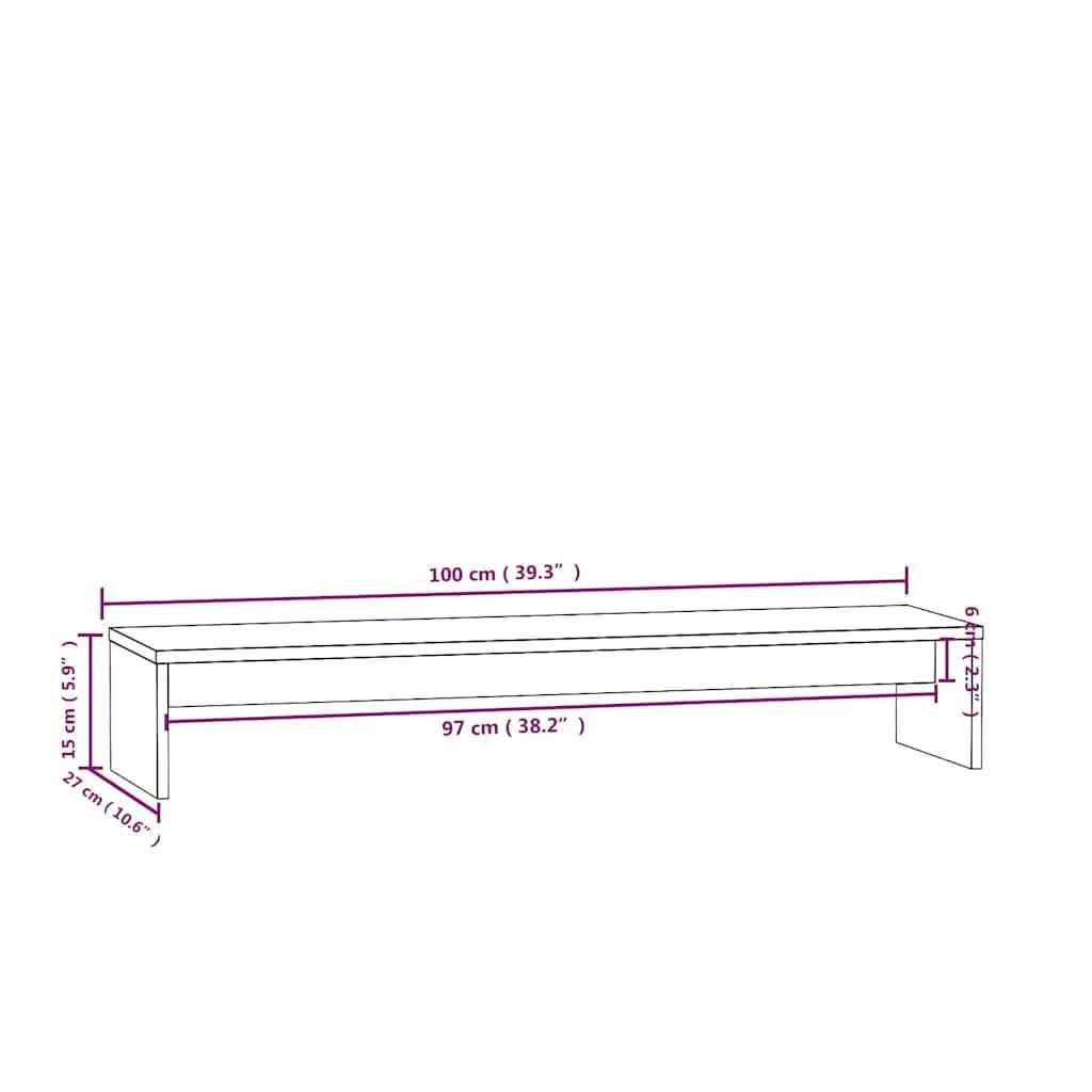 Solid Wood Monitor Stand Desktop Riser 100x27x15cm Brown