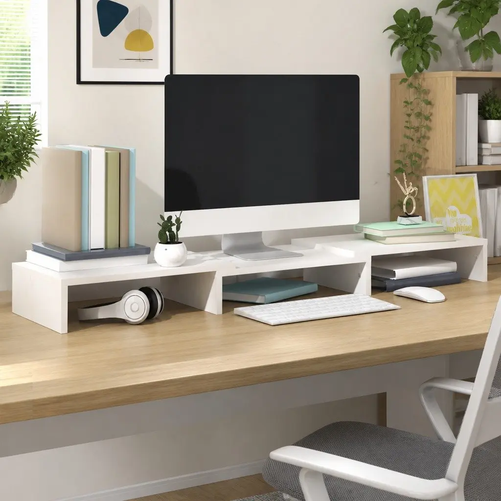 Solid Pine Monitor Stand for Comfort and Storage