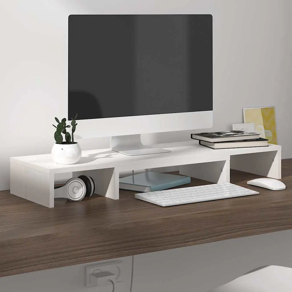 Solid Pine Monitor Stand for Comfort and Storage