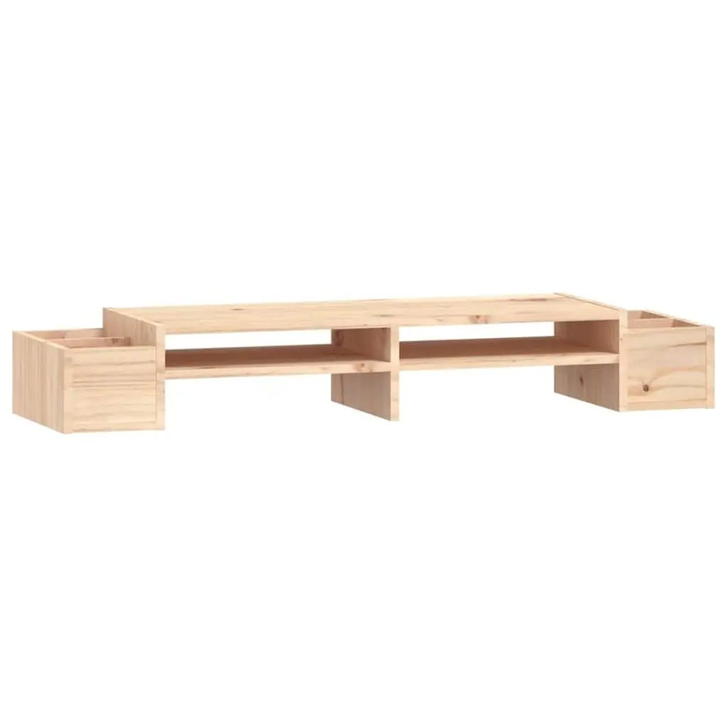 Wooden Monitor Stand Storage Desk Organiser 100x27.5x15cm Brown