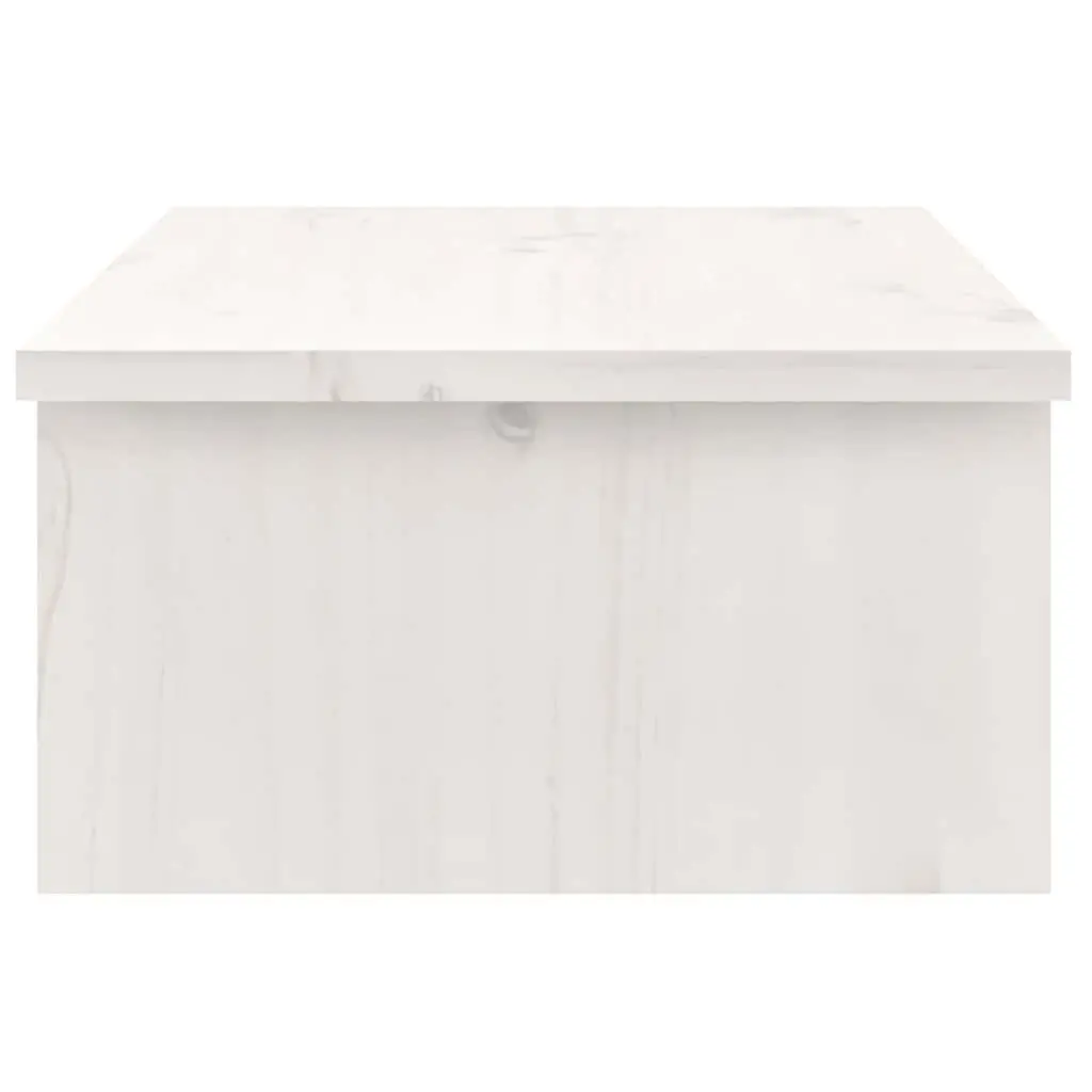 Monitor Stand White Solid Wood Pine Computer Riser Desk Organizer 50 x 27 x 15 cm