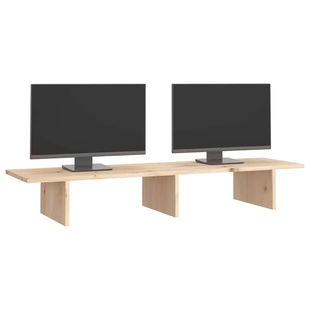 Solid Wood Monitor Riser Computer Stand Brown 100x27x15cm Pine Desk Organizer