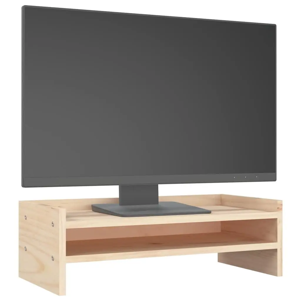 Monitor Stand Solid Wood Pine Keyboard Storage Riser 50x24x16cm Brown