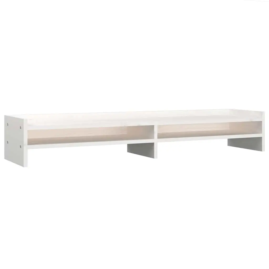 Monitor Stand White Solid Wood Pine 100x24x16cm Desktop Riser
